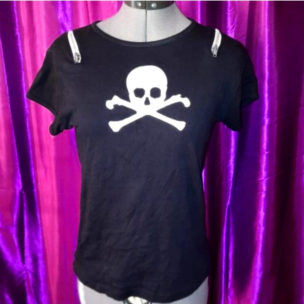 Punk Goth Y2K Skull Top With Zippers!